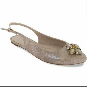Lindsay Phillips Lacey natural snakeskin flat